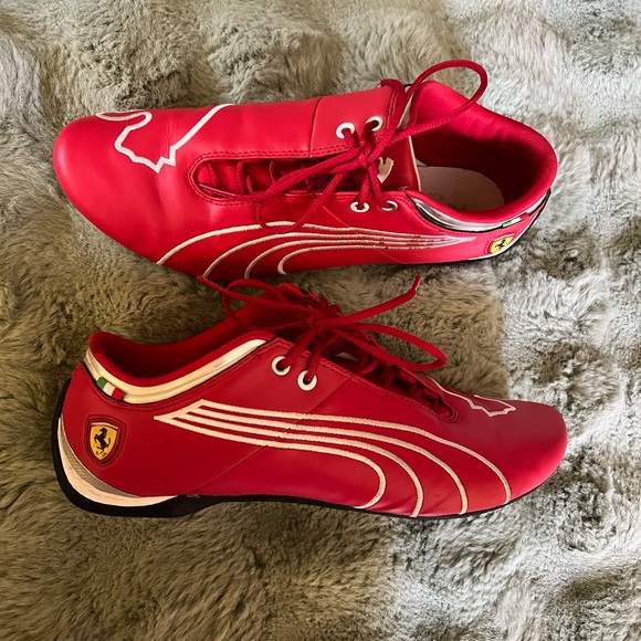 Puma Ferrari Red Sneakers with White Accents - Picture 1 of 8